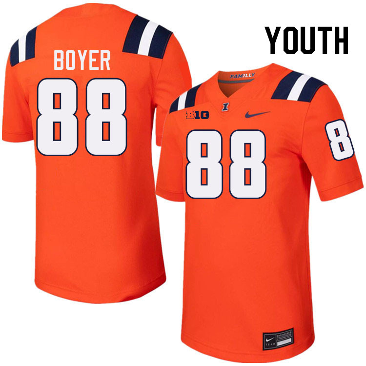 Youth #88 Henry Boyer Illinois Fighting Illini College Football Jerseys Stitched-Orange